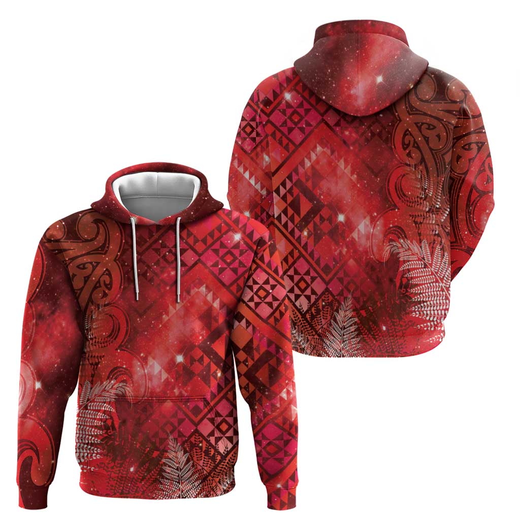 Aotearoa Taniko Matariki Zip Hoodie Cosmic Red
