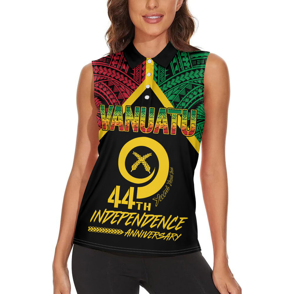 Vanuatu 44th Independence Anniversary Women Sleeveless Polo Shirt