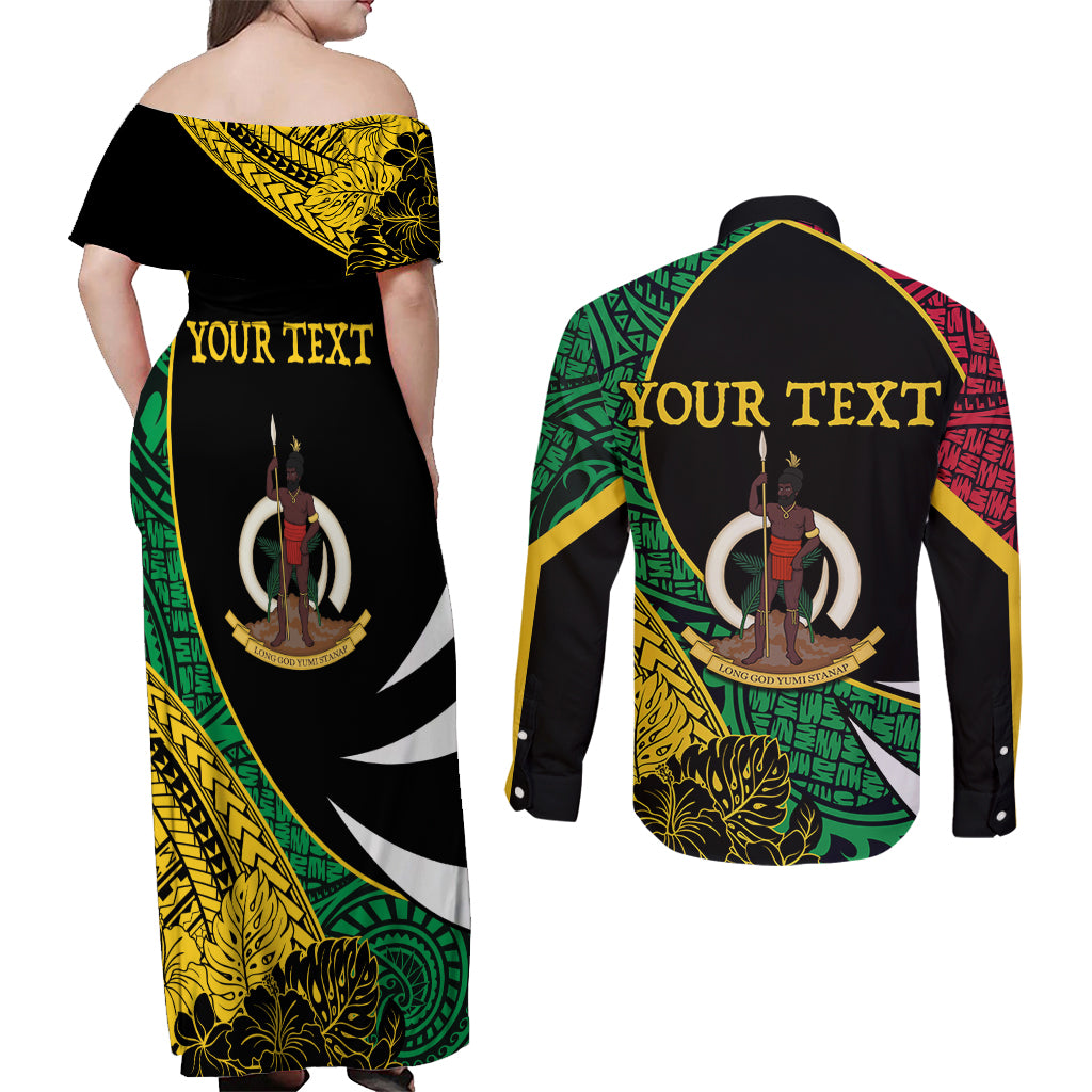 Vanuatu Independence Day Yumi 44 Couples Matching Off Shoulder Maxi Dress and Long Sleeve Button Shirt