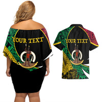 Vanuatu Independence Day Yumi 44 Couples Matching Off Shoulder Short Dress and Hawaiian Shirt