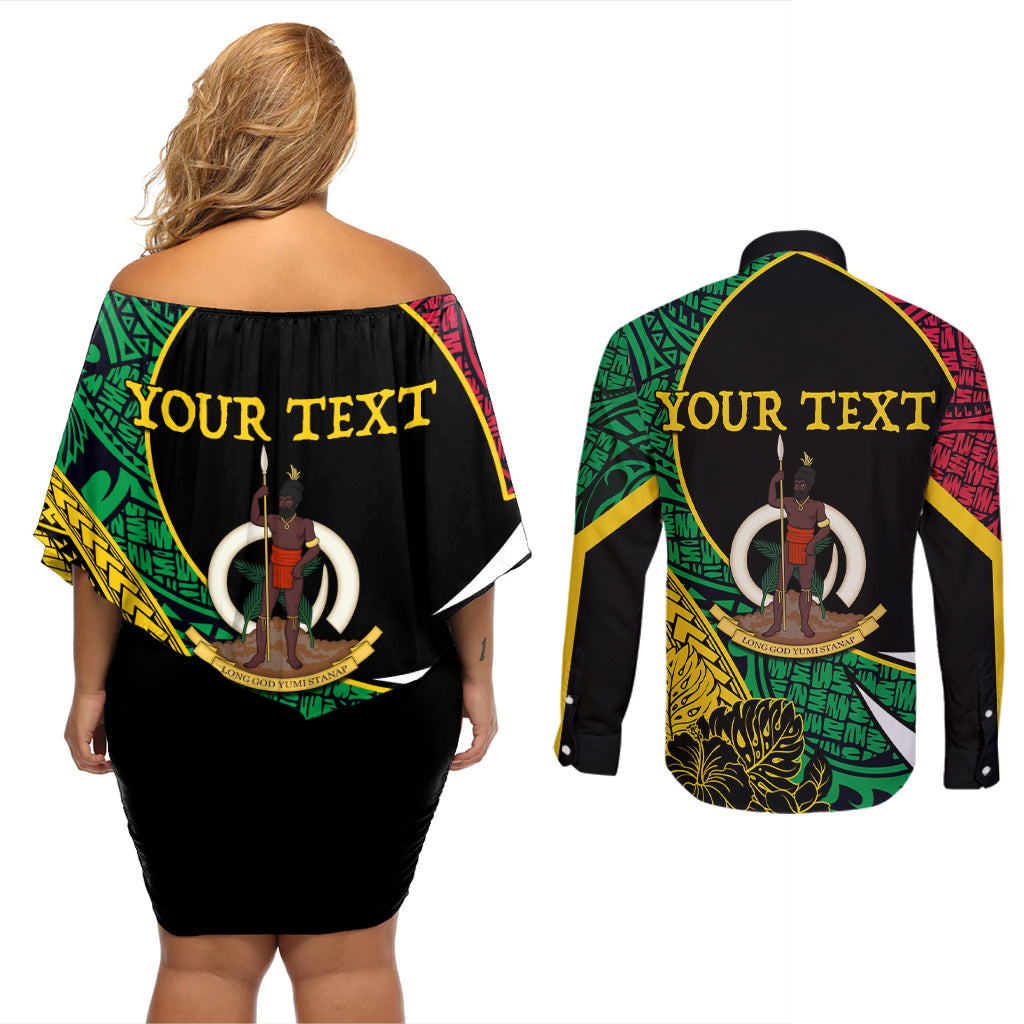Vanuatu Independence Day Yumi 44 Couples Matching Off Shoulder Short Dress and Long Sleeve Button Shirt