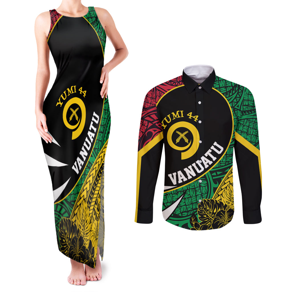 Vanuatu Independence Day Yumi 44 Couples Matching Tank Maxi Dress and Long Sleeve Button Shirt
