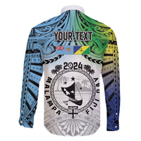 Malampa Fiji Day Family Matching Long Sleeve Bodycon Dress and Hawaiian Shirt Gradient Style LT7 - Polynesian Pride