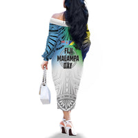 Malampa Fiji Day Family Matching Off The Shoulder Long Sleeve Dress and Hawaiian Shirt Gradient Style LT7 - Polynesian Pride