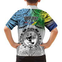 Malampa Fiji Day Family Matching Short Sleeve Bodycon Dress and Hawaiian Shirt Gradient Style LT7 - Polynesian Pride