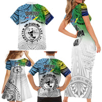 Malampa Fiji Day Family Matching Short Sleeve Bodycon Dress and Hawaiian Shirt Gradient Style LT7 - Polynesian Pride