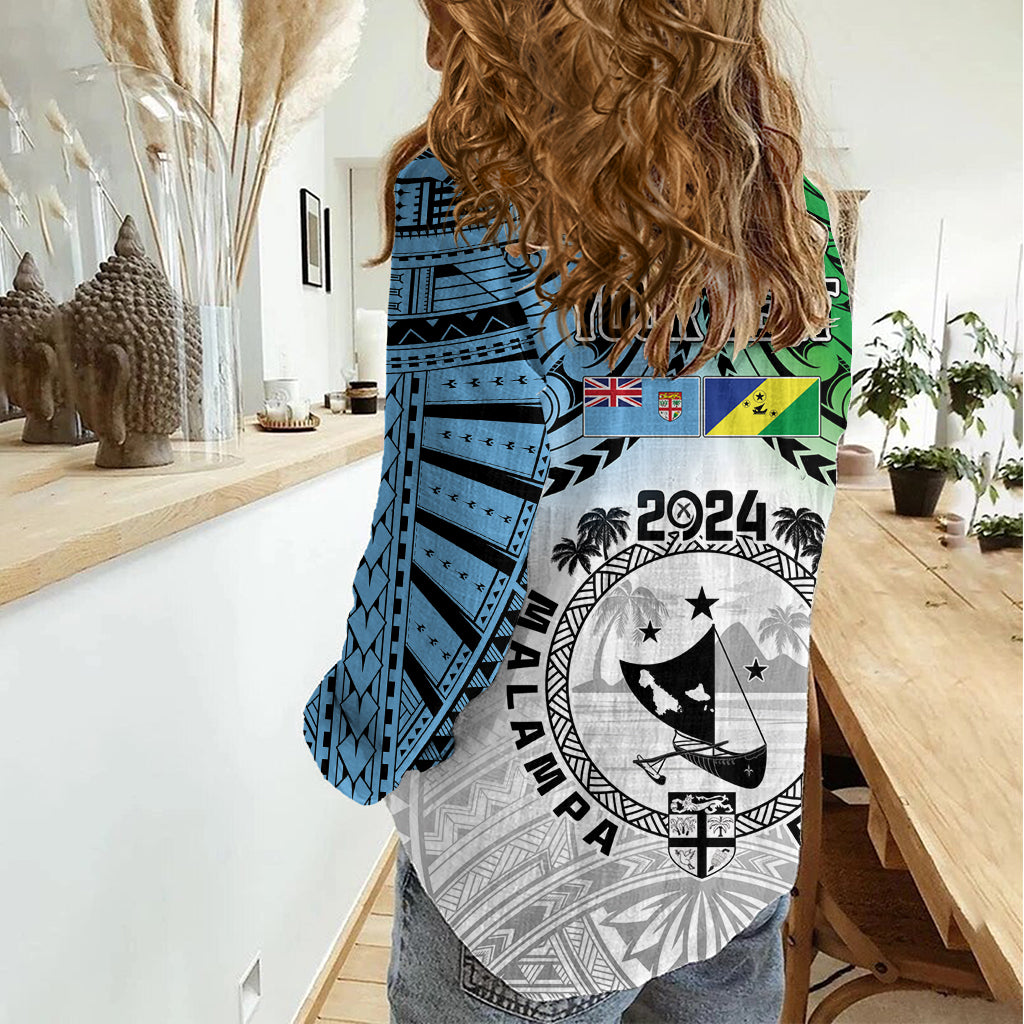 Malampa Fiji Day Women Casual Shirt Gradient Style