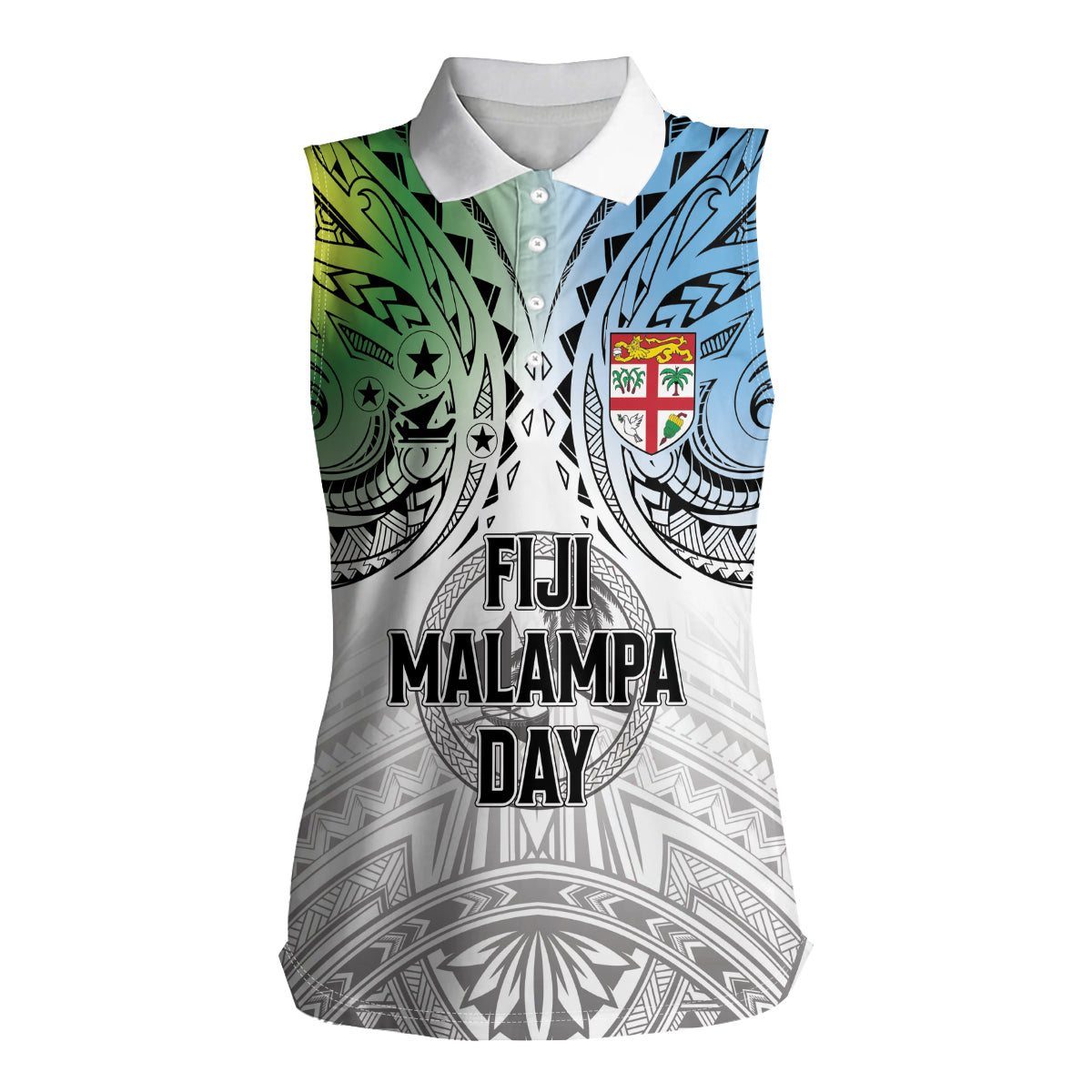 Malampa Fiji Day Women Sleeveless Polo Shirt Gradient Style