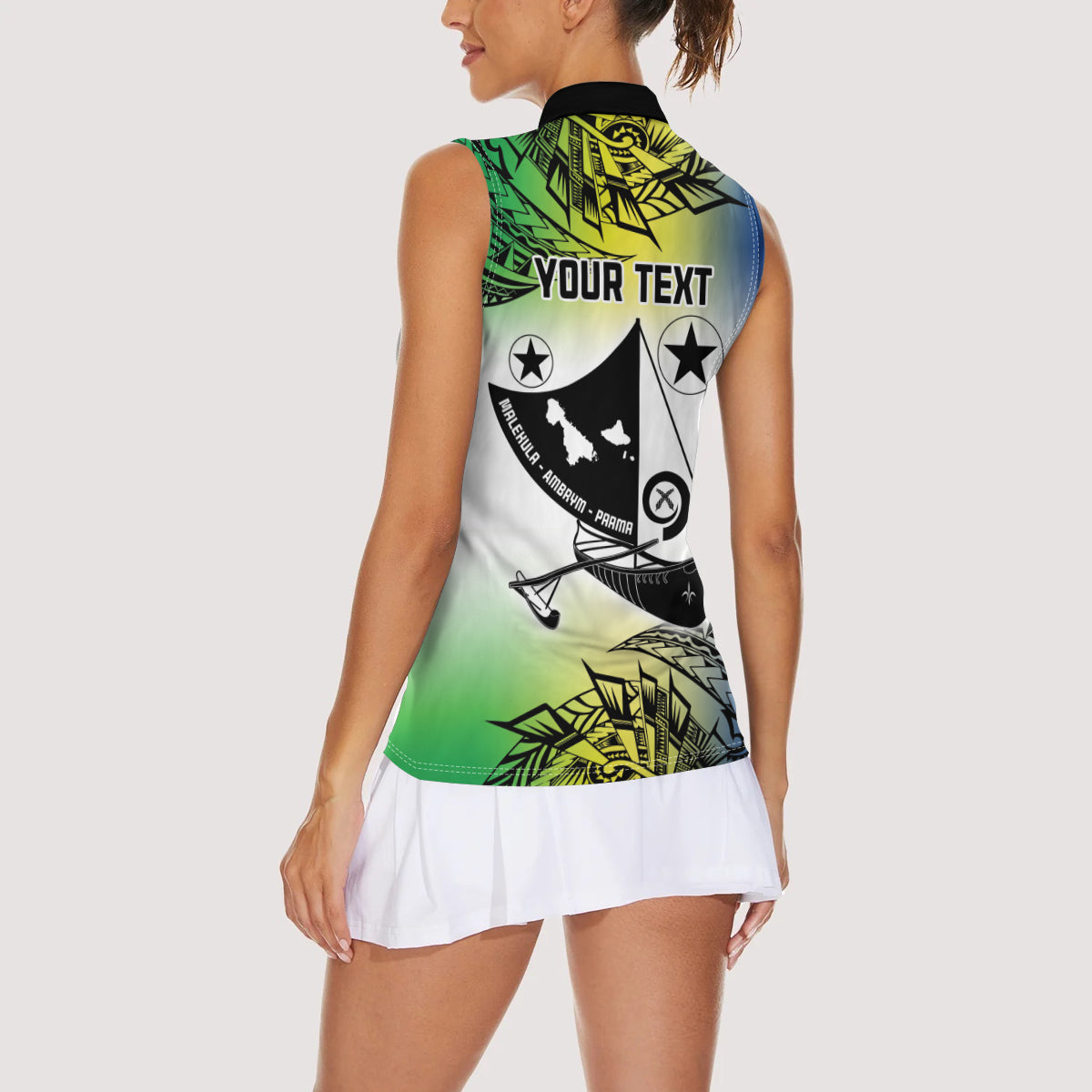 Malampa Day Women Sleeveless Polo Shirt Emblem Gradient Style