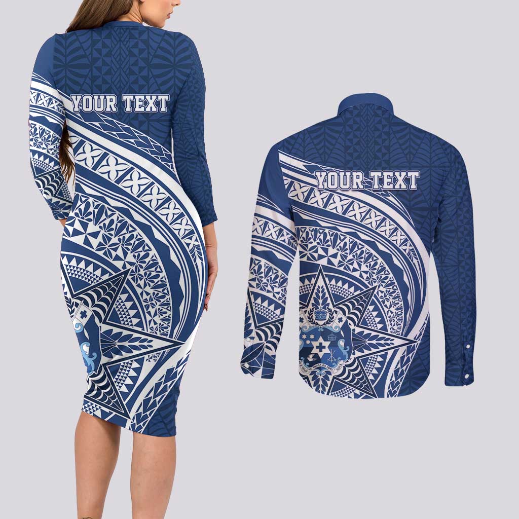 Tonga Queen Salote College Personalized Couples Matching Long Sleeve Bodycon Dress and Long Sleeve Button Shirt Ngatu Tokelaufeletoa Motifs LT7 - Polynesian Pride