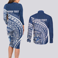 Tonga Queen Salote College Personalized Couples Matching Long Sleeve Bodycon Dress and Long Sleeve Button Shirt Ngatu Tokelaufeletoa Motifs LT7 - Polynesian Pride