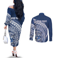 Tonga Queen Salote College Personalized Couples Matching Off The Shoulder Long Sleeve Dress and Long Sleeve Button Shirt Ngatu Tokelaufeletoa Motifs LT7 - Polynesian Pride