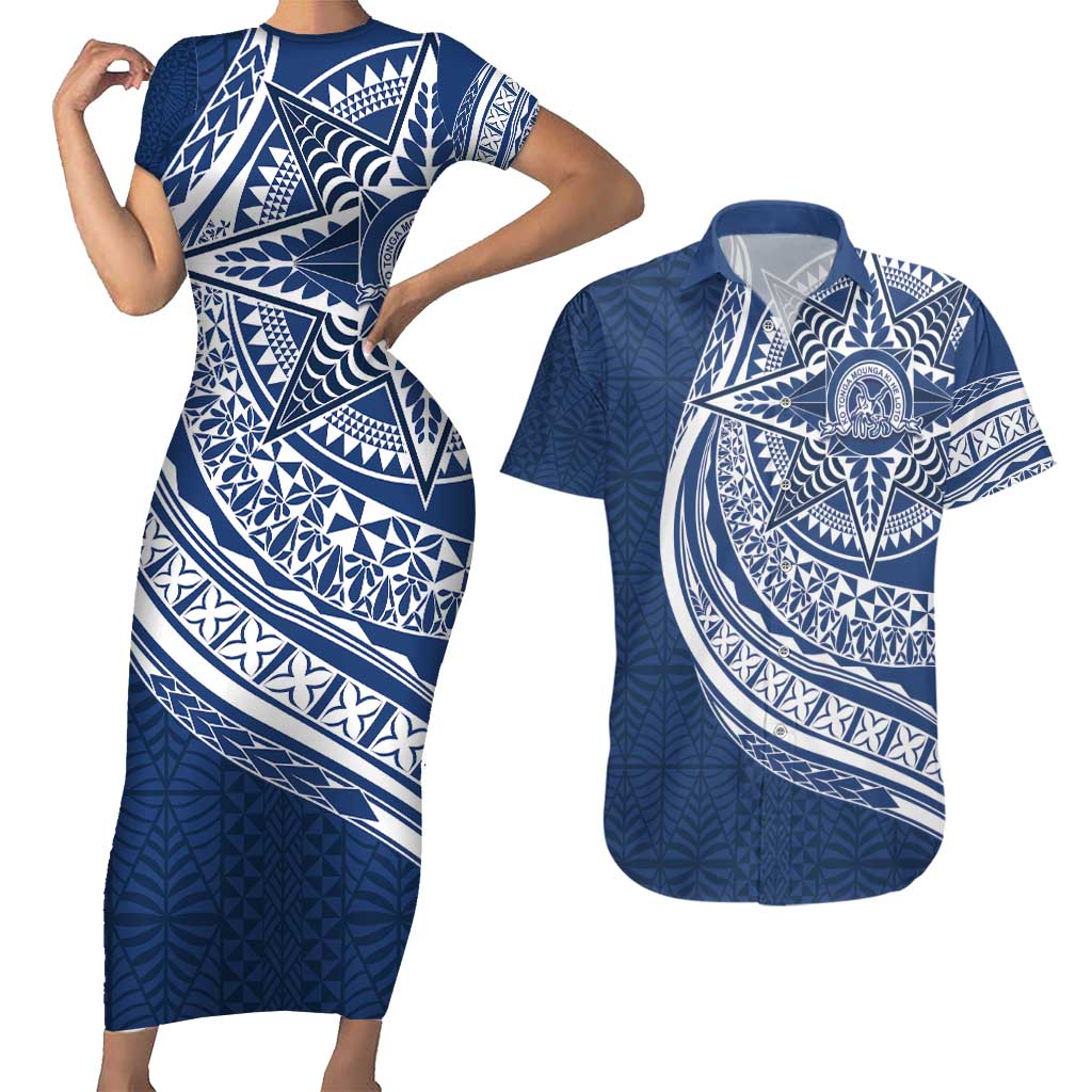 Tonga Queen Salote College Personalized Couples Matching Short Sleeve Bodycon Dress and Hawaiian Shirt Ngatu Tokelaufeletoa Motifs