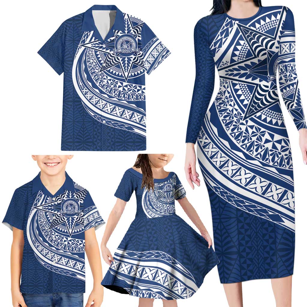 Tonga Queen Salote College Personalized Family Matching Long Sleeve Bodycon Dress and Hawaiian Shirt Ngatu Tokelaufeletoa Motifs LT7 - Polynesian Pride