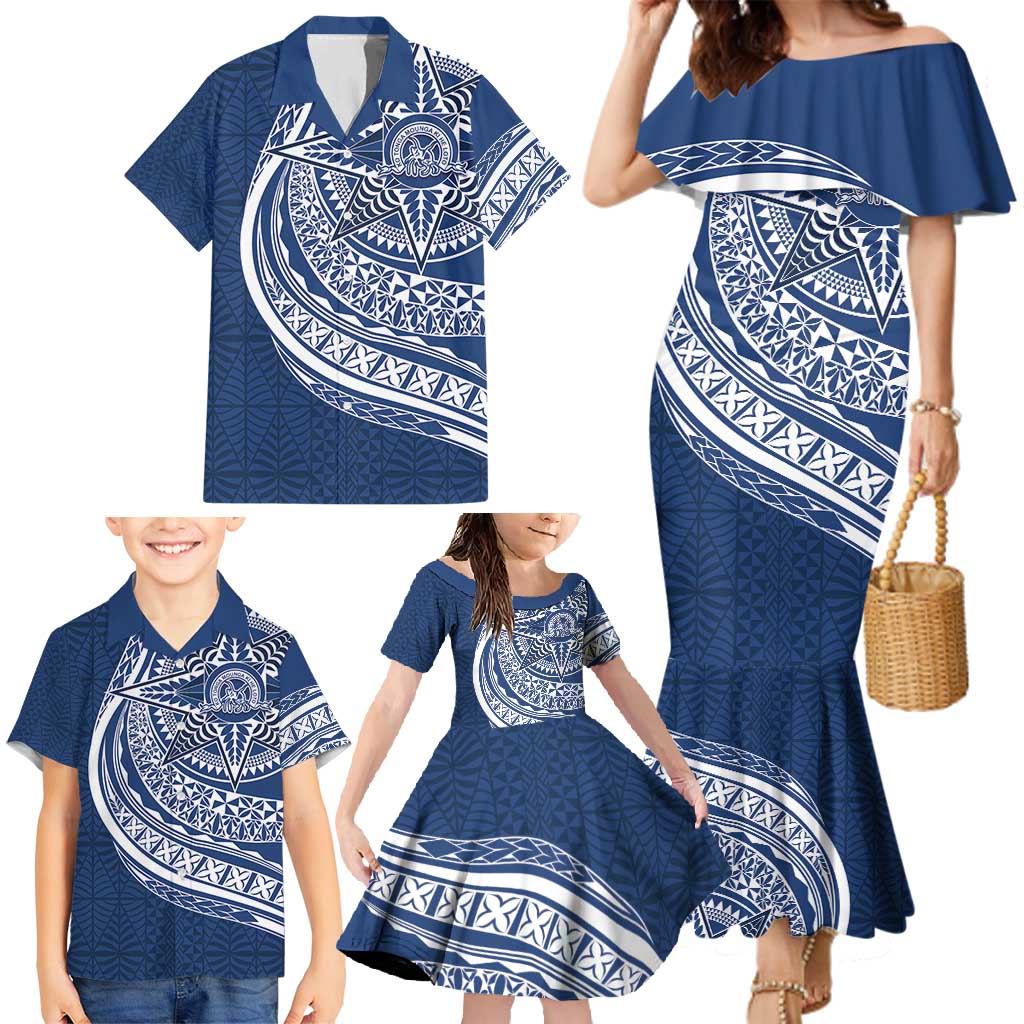 Tonga Queen Salote College Personalized Family Matching Mermaid Dress and Hawaiian Shirt Ngatu Tokelaufeletoa Motifs LT7 - Polynesian Pride