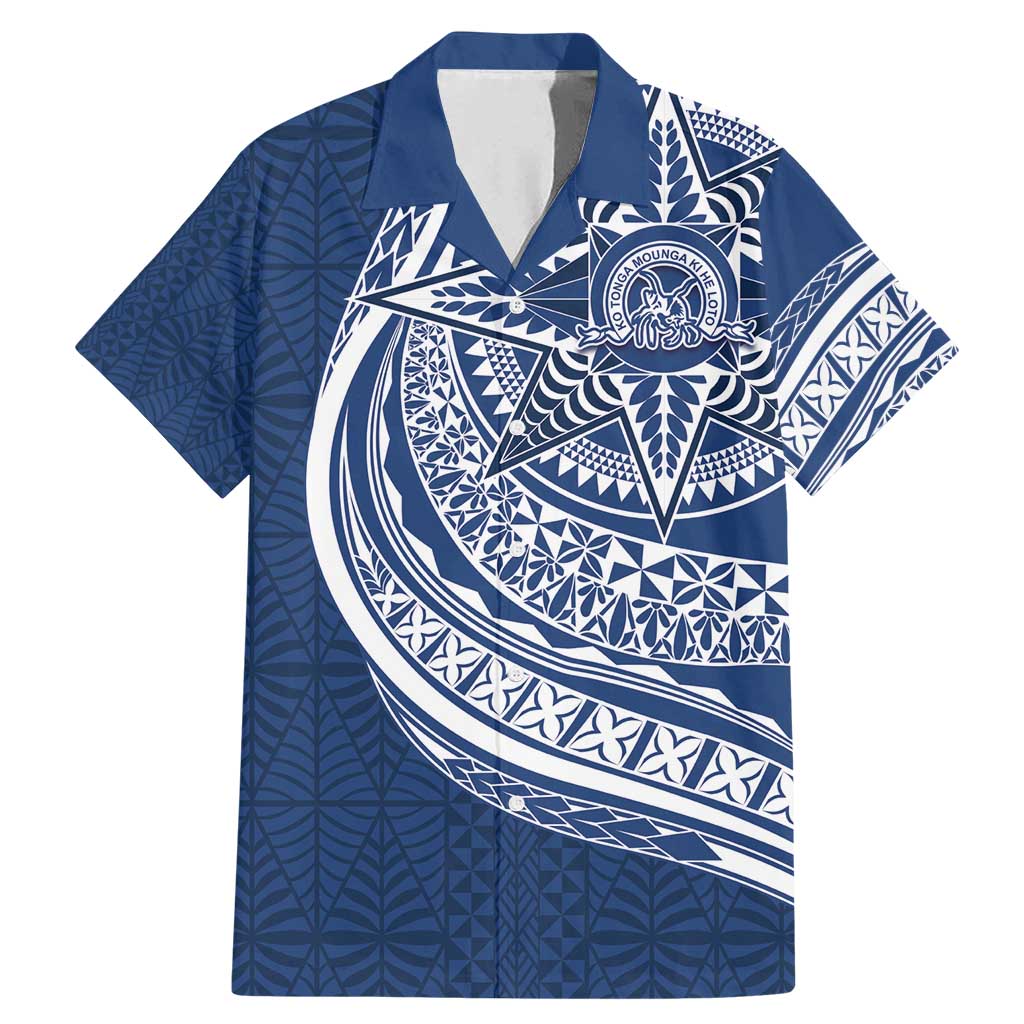 Tonga Queen Salote College Personalized Family Matching Mermaid Dress and Hawaiian Shirt Ngatu Tokelaufeletoa Motifs LT7 Dad's Shirt - Short Sleeve Navy Blue - Polynesian Pride