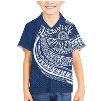 Tonga Queen Salote College Personalized Family Matching Mermaid Dress and Hawaiian Shirt Ngatu Tokelaufeletoa Motifs LT7 Son's Shirt Navy Blue - Polynesian Pride