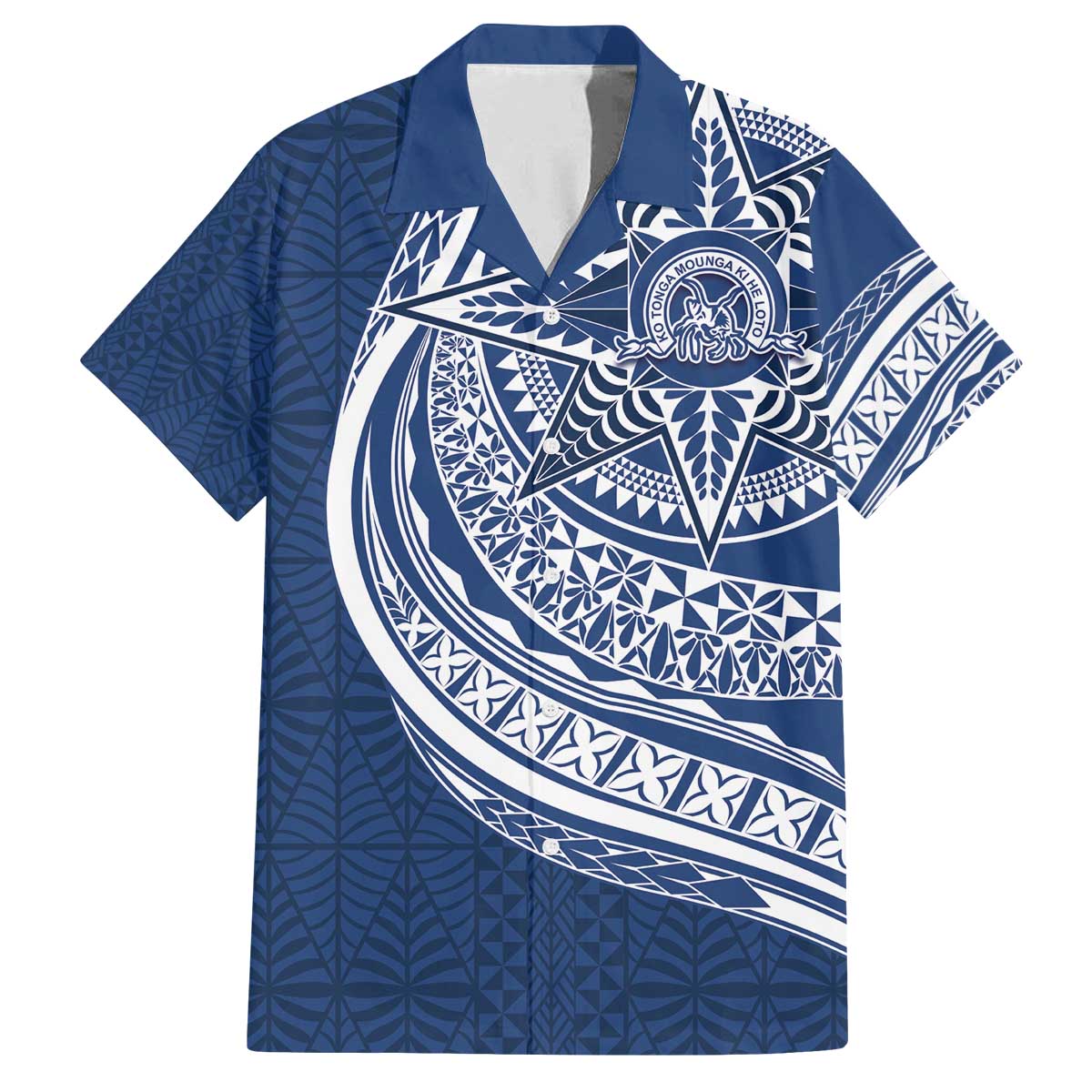 Tonga Queen Salote College Personalized Family Matching Off The Shoulder Long Sleeve Dress and Hawaiian Shirt Ngatu Tokelaufeletoa Motifs LT7 Dad's Shirt - Short Sleeve Navy Blue - Polynesian Pride