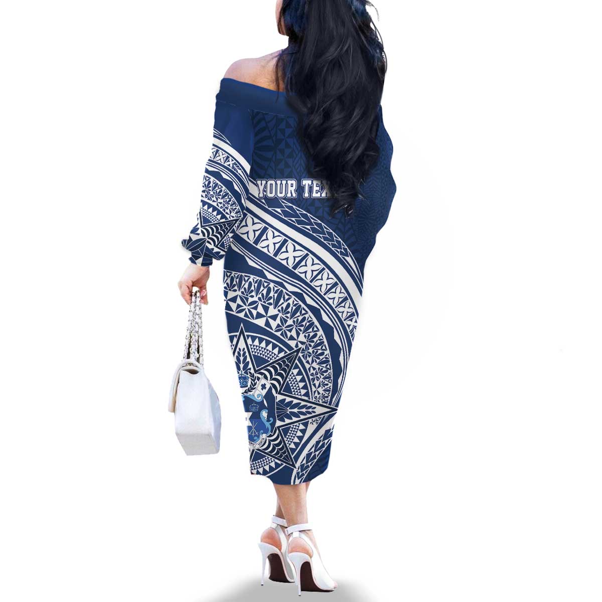 Tonga Queen Salote College Personalized Family Matching Off The Shoulder Long Sleeve Dress and Hawaiian Shirt Ngatu Tokelaufeletoa Motifs LT7 - Polynesian Pride