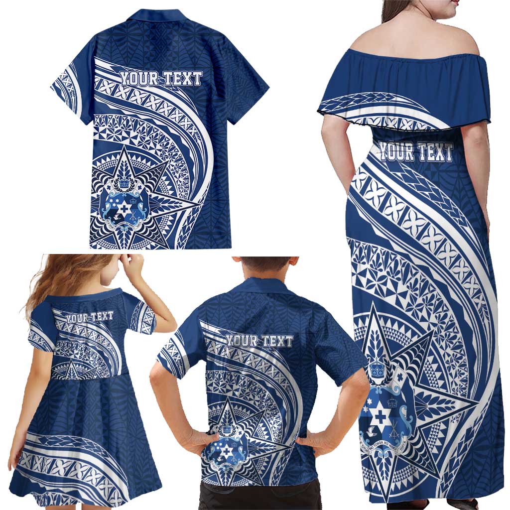 Tonga Queen Salote College Personalized Family Matching Off Shoulder Maxi Dress and Hawaiian Shirt Ngatu Tokelaufeletoa Motifs LT7 - Polynesian Pride