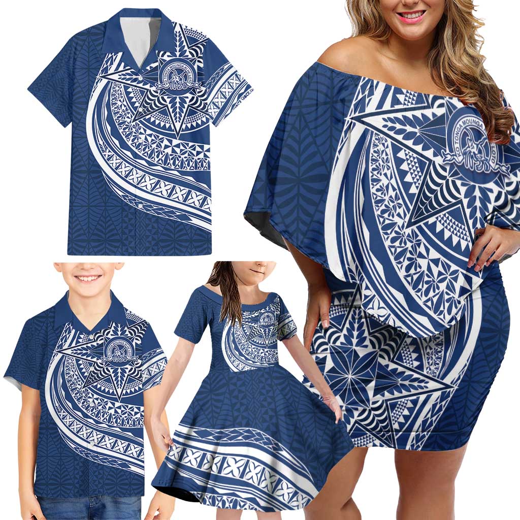 Tonga Queen Salote College Personalized Family Matching Off Shoulder Short Dress and Hawaiian Shirt Ngatu Tokelaufeletoa Motifs LT7 - Polynesian Pride