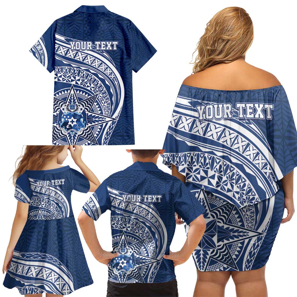 Tonga Queen Salote College Personalized Family Matching Off Shoulder Short Dress and Hawaiian Shirt Ngatu Tokelaufeletoa Motifs LT7 - Polynesian Pride