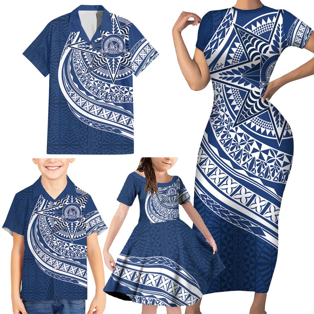 Tonga Queen Salote College Personalized Family Matching Short Sleeve Bodycon Dress and Hawaiian Shirt Ngatu Tokelaufeletoa Motifs LT7 - Polynesian Pride