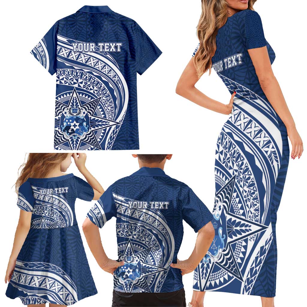 Tonga Queen Salote College Personalized Family Matching Short Sleeve Bodycon Dress and Hawaiian Shirt Ngatu Tokelaufeletoa Motifs LT7 - Polynesian Pride