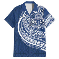 Tonga Queen Salote College Personalized Family Matching Tank Maxi Dress and Hawaiian Shirt Ngatu Tokelaufeletoa Motifs LT7 Dad's Shirt - Short Sleeve Navy Blue - Polynesian Pride