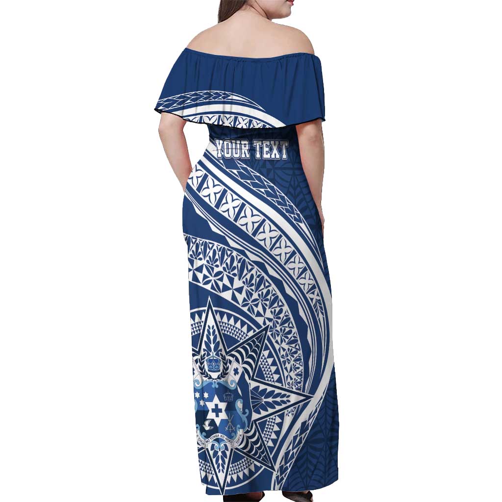 Tonga Queen Salote College Personalized Off Shoulder Maxi Dress Ngatu Tokelaufeletoa Motifs