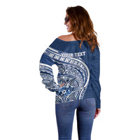 Tonga Queen Salote College Personalized Off Shoulder Sweater Ngatu Tokelaufeletoa Motifs