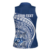 Tonga Queen Salote College Personalized Women Sleeveless Polo Shirt Ngatu Tokelaufeletoa Motifs LT7 - Polynesian Pride