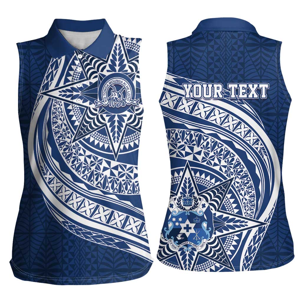 Tonga Queen Salote College Personalized Women Sleeveless Polo Shirt Ngatu Tokelaufeletoa Motifs LT7 - Polynesian Pride