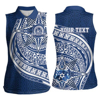 Tonga Queen Salote College Personalized Women Sleeveless Polo Shirt Ngatu Tokelaufeletoa Motifs LT7 - Polynesian Pride