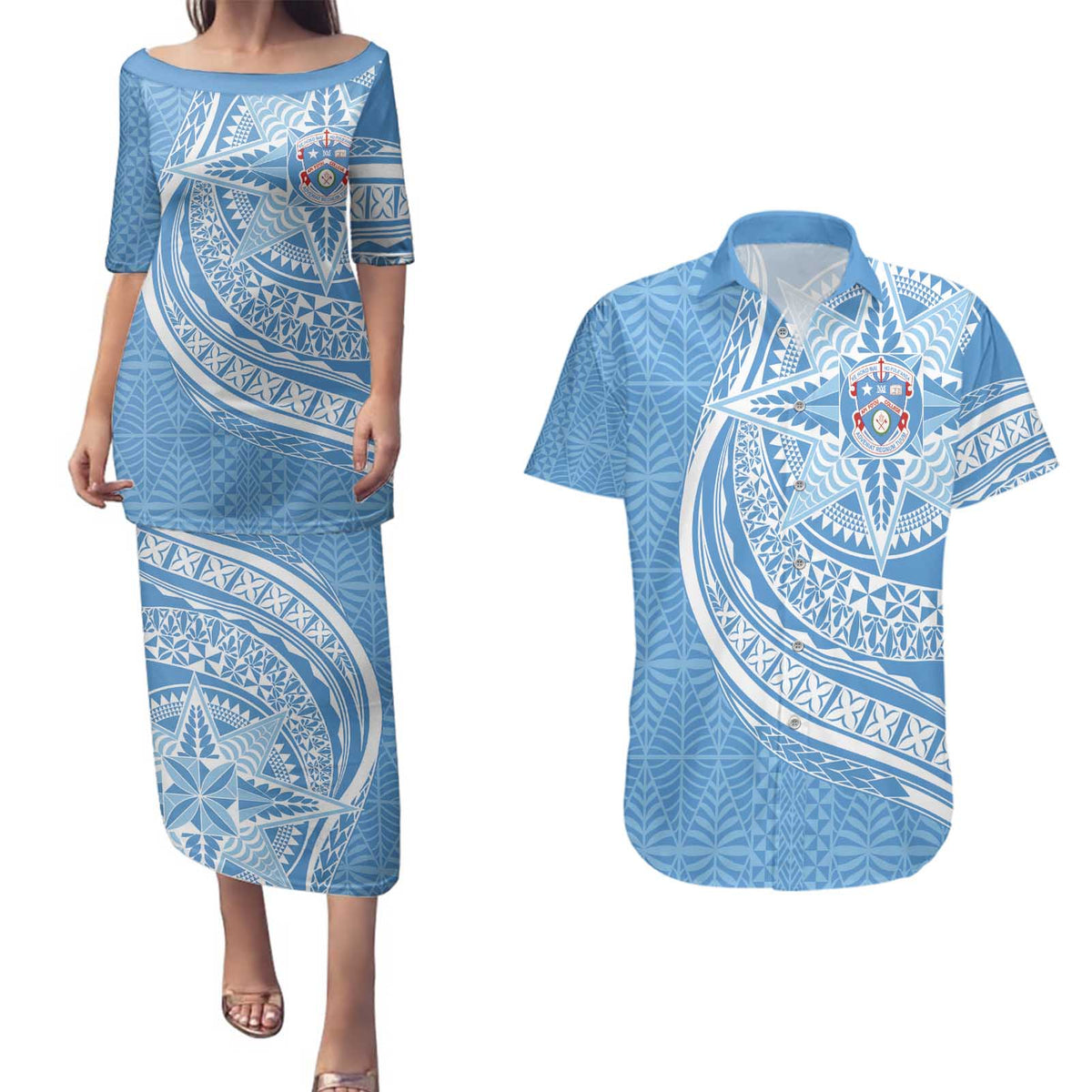 Tonga Apifo'ou Kolisi Personalized Couples Matching Puletasi and Hawaiian Shirt Ngatu Tokelaufeletoa Motifs
