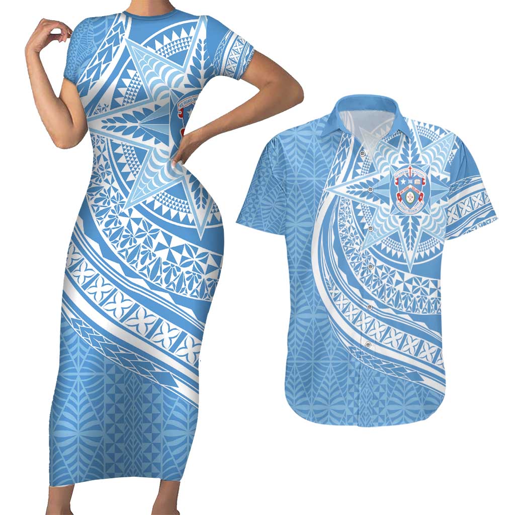 Tonga Apifo'ou Kolisi Personalized Couples Matching Short Sleeve Bodycon Dress and Hawaiian Shirt Ngatu Tokelaufeletoa Motifs