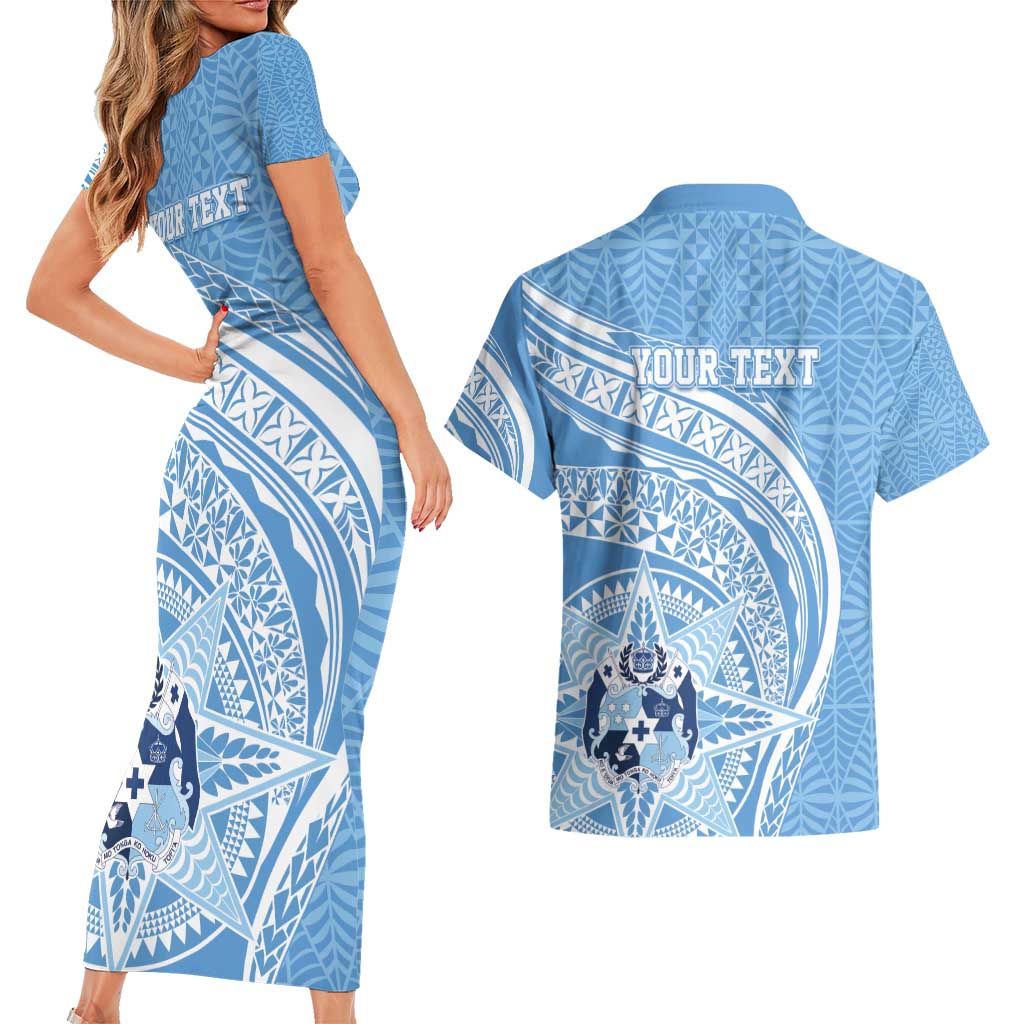 Tonga Apifo'ou Kolisi Personalized Couples Matching Short Sleeve Bodycon Dress and Hawaiian Shirt Ngatu Tokelaufeletoa Motifs LT7 - Polynesian Pride