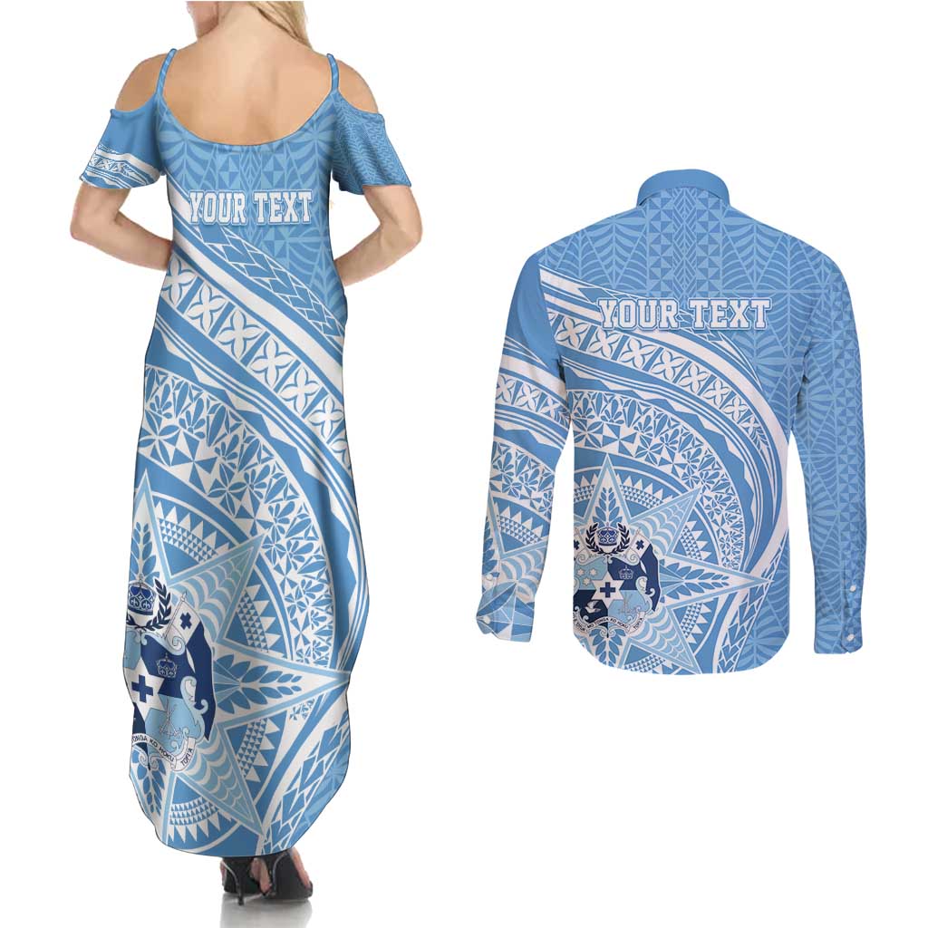Tonga Apifo'ou Kolisi Personalized Couples Matching Summer Maxi Dress and Long Sleeve Button Shirt Ngatu Tokelaufeletoa Motifs
