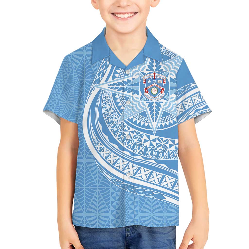 Tonga Apifo'ou Kolisi Personalized Family Matching Long Sleeve Bodycon Dress and Hawaiian Shirt Ngatu Tokelaufeletoa Motifs LT7 Son's Shirt Light Blue - Polynesian Pride