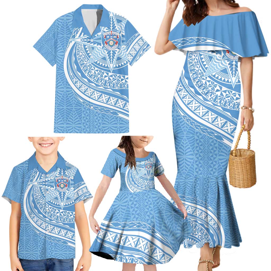Tonga Apifo'ou Kolisi Personalized Family Matching Mermaid Dress and Hawaiian Shirt Ngatu Tokelaufeletoa Motifs LT7 - Polynesian Pride