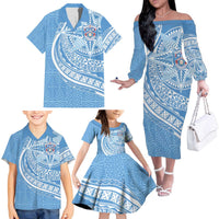 Tonga Apifo'ou Kolisi Personalized Family Matching Off The Shoulder Long Sleeve Dress and Hawaiian Shirt Ngatu Tokelaufeletoa Motifs LT7 - Polynesian Pride