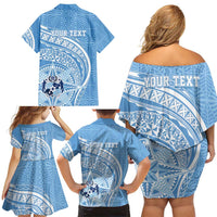Tonga Apifo'ou Kolisi Personalized Family Matching Off Shoulder Short Dress and Hawaiian Shirt Ngatu Tokelaufeletoa Motifs LT7 - Polynesian Pride