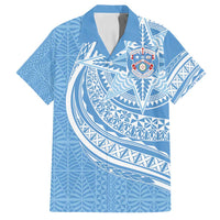 Tonga Apifo'ou Kolisi Personalized Family Matching Off Shoulder Short Dress and Hawaiian Shirt Ngatu Tokelaufeletoa Motifs LT7 Dad's Shirt - Short Sleeve Light Blue - Polynesian Pride