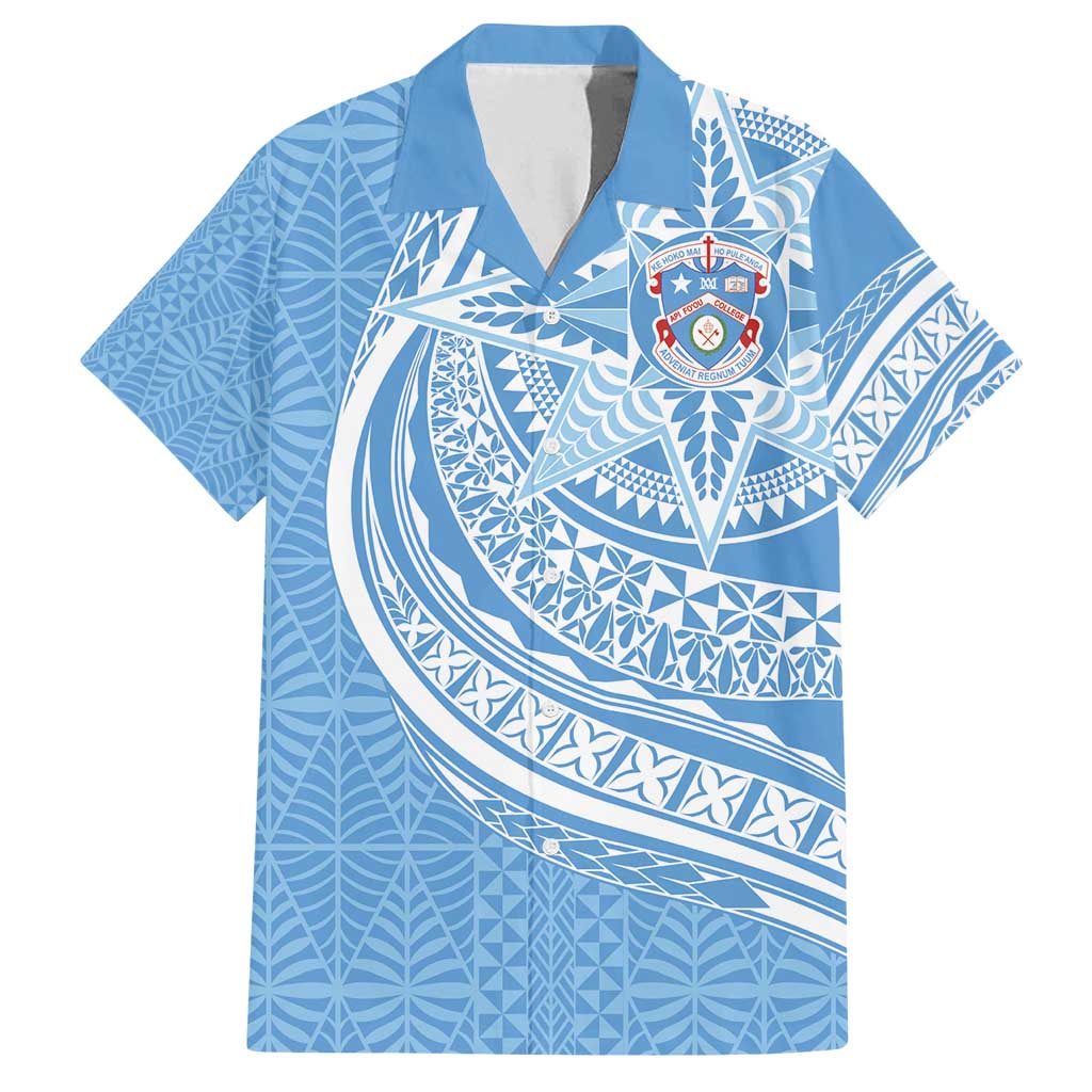 Tonga Apifo'ou Kolisi Personalized Family Matching Tank Maxi Dress and Hawaiian Shirt Ngatu Tokelaufeletoa Motifs LT7 Dad's Shirt - Short Sleeve Light Blue - Polynesian Pride