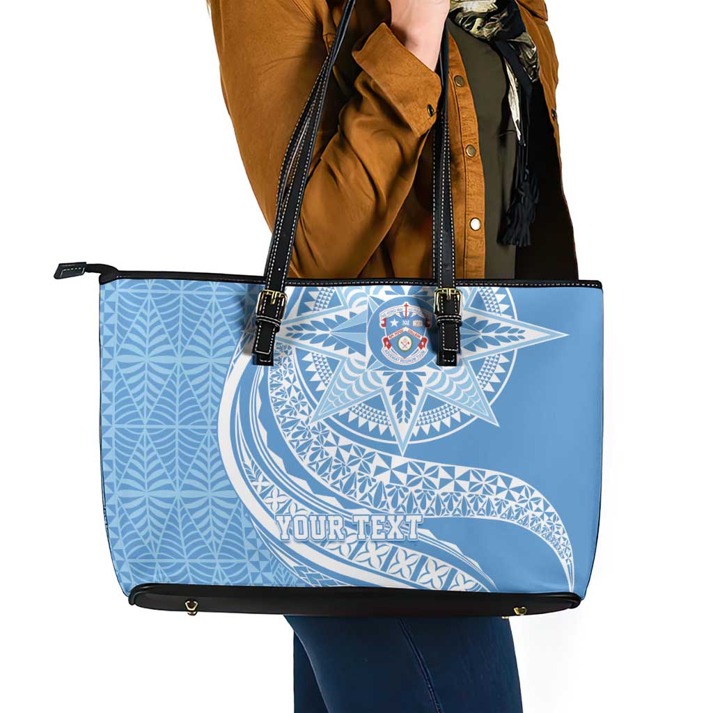 Tonga Apifo'ou Kolisi Personalized Leather Tote Bag Ngatu Tokelaufeletoa Motifs