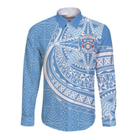 Tonga Apifo'ou Kolisi Personalized Long Sleeve Button Shirt Ngatu Tokelaufeletoa Motifs LT7 Unisex Light Blue - Polynesian Pride