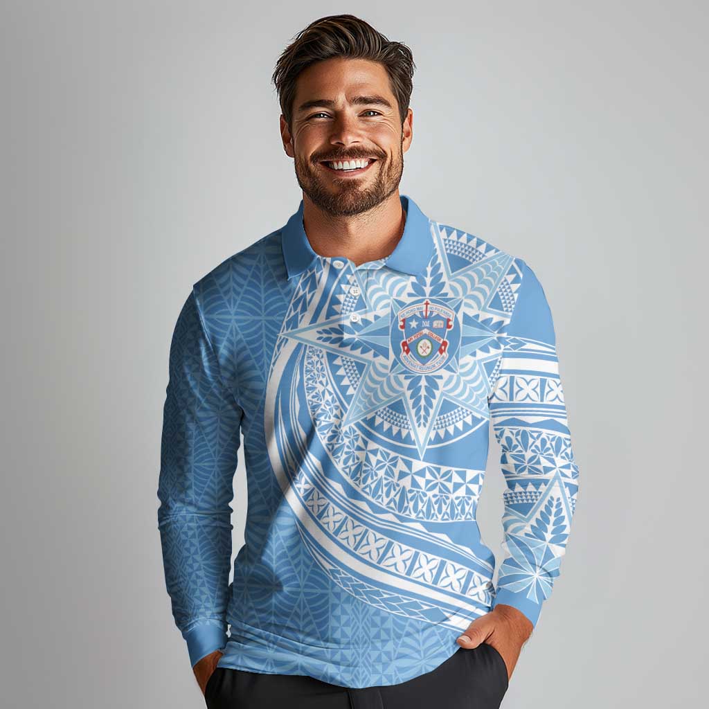 Tonga Apifo'ou Kolisi Personalized Long Sleeve Polo Shirt Ngatu Tokelaufeletoa Motifs