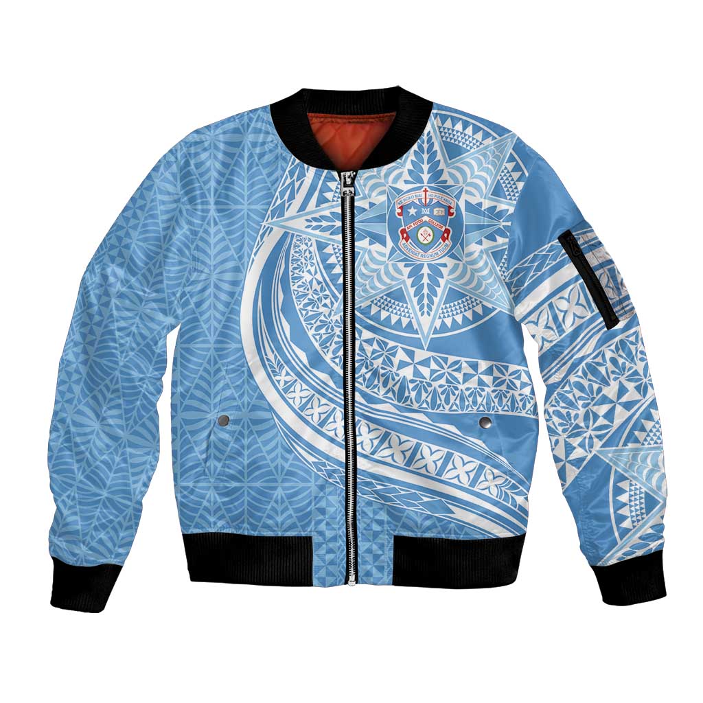 Tonga Apifo'ou Kolisi Personalized Sleeve Zip Bomber Jacket Ngatu Tokelaufeletoa Motifs