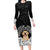 Personalised Dog Long Sleeve Bodycon Dress Golden Retriever With Polynesian Tapa Arch LT7 Long Dress Black - Polynesian Pride