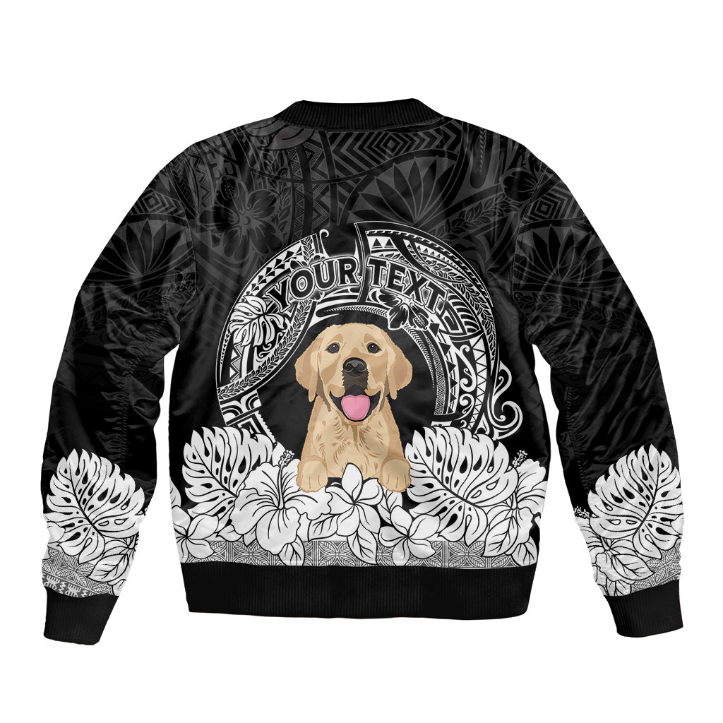 Personalised Dog Sleeve Zip Bomber Jacket Golden Retriever With Polynesian Tapa Arch LT7 - Polynesian Pride